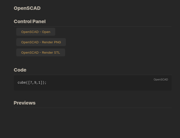 IMAGE: Preview of OpenSCAD in Obsidian